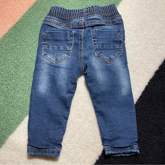 👖 9-12M Denim Co Fleece Lined Elastic Waist Jeans - Picture 4 of 5